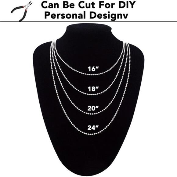 33ft Ball Chain 2.4mm Silver Stainless Steel Bead Link Chain Roll - Picture 3 of 7